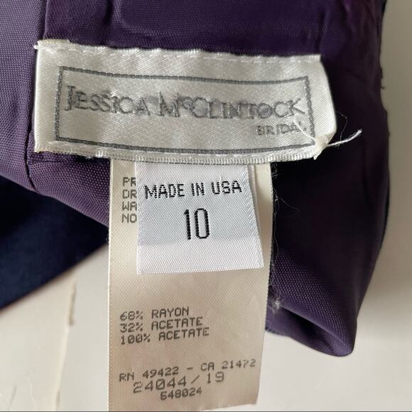 Vintage 1980s Jessica McClintock Sheath Dress V Back with Collar Navy 10 EUC - Picture 12 of 13